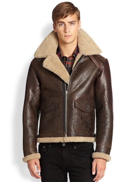 Burberry Genuine Shearling & Leather Aviator Jacket 